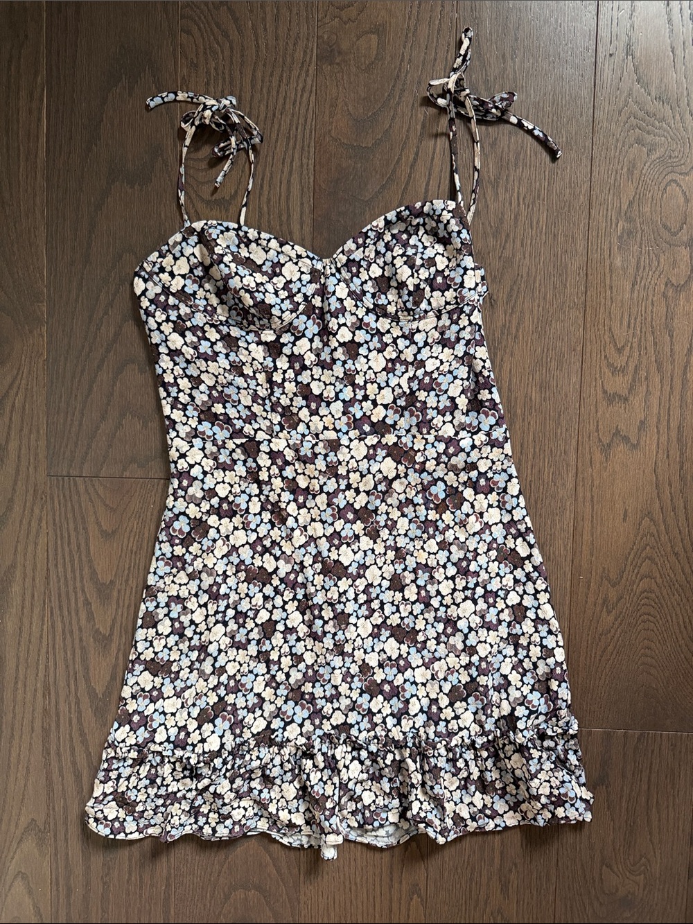 Sunday Best Navy Floral Tie-Shoulder Mini Dress - Picture 4 of 6